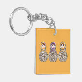 Cheetah Print Matryoshka Sleutelhanger (Voorkant Links)