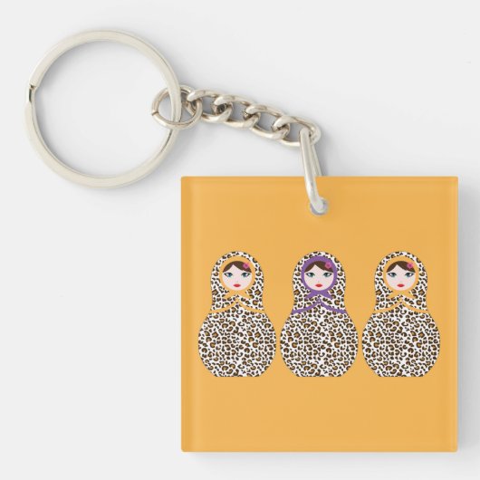 Cheetah Print Matryoshka Sleutelhanger (Voorkant)