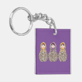 Cheetah Print Matryoshka Sleutelhanger (Voorkant Links)