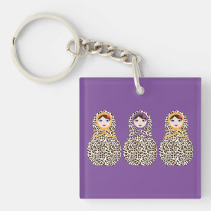 Cheetah Print Matryoshka Sleutelhanger