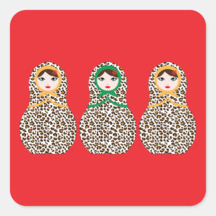 Cheetah Print Matryoshka Sticker