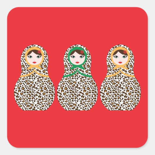Cheetah Print Matryoshka Sticker (Voorkant)