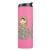 Cheetah Print Matryoshka Thermal Tumbler Thermosbeker (Gedraaid links)