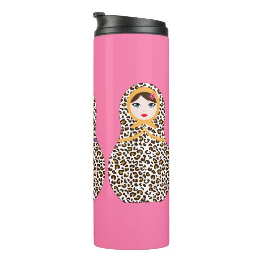 Cheetah Print Matryoshka Thermal Tumbler Thermosbeker (Geroteerd rechts)