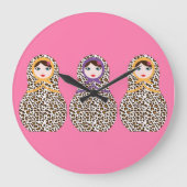 Cheetah Print Matryoshka wandklok (Voorkant)