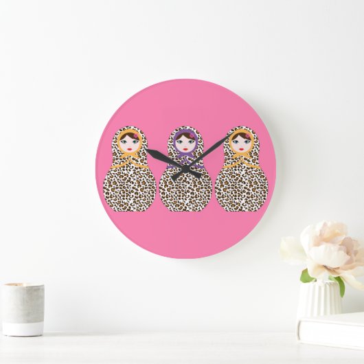 Cheetah Print Matryoshka wandklok (Huis)