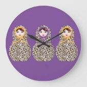 Cheetah Print Matryoshka wandklok (Voorkant)