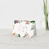 Cheetah Print Meisjes Safari Wild Een 1e Verjaarda Bedankkaart (Voorkant)