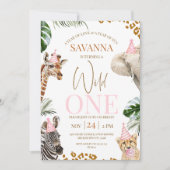 Cheetah Print Meisjes Safari Wild Een 1e Verjaarda Kaart (Voorkant)