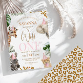 Cheetah Print Meisjes Safari Wild Een 1e Verjaarda Kaart