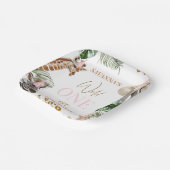 Cheetah Print Meisjes Safari Wild Een 1e Verjaarda Papieren Bordje (Gebogen)