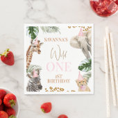 Cheetah Print Meisjes Safari Wild Een 1e Verjaarda Servet (Insitu)