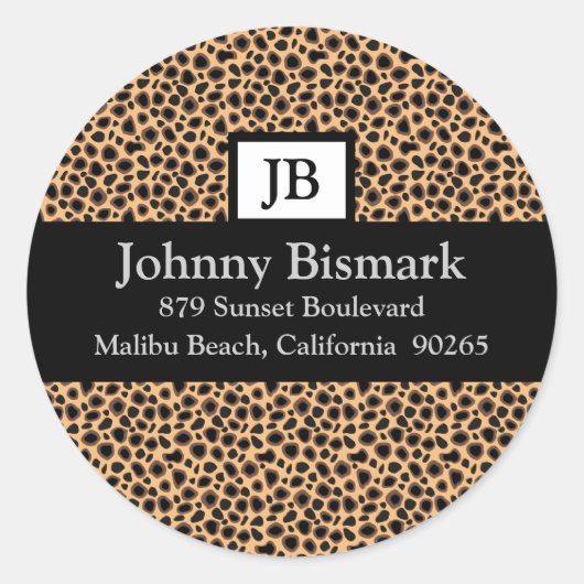 Cheetah Print Monogram Sticker (Voorkant)