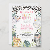 Cheetah Print Oproep Alle Party Dieren Verjaardag Kaart (Voorkant)