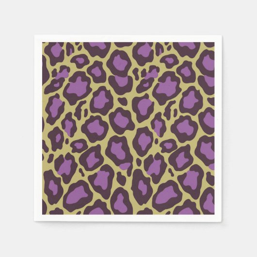 Cheetah Print Patroon in Paarse & Gouden Decoupage Servet (Voorkant)