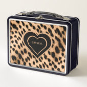 Cheetah Print Patroon Tan Brown & Black Heart (Voorkant)