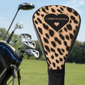 Cheetah Print Patroon Tan Brown & Black Heart Golfheadcover