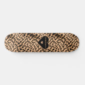Cheetah Print Patroon Tan Brown & Black Heart Persoonlijk Skateboard (Horizontaal)