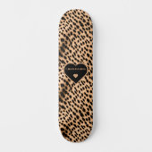 Cheetah Print Patroon Tan Brown & Black Heart Persoonlijk Skateboard (Voorkant)