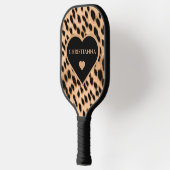 Cheetah Print Patroon Tan Brown & Black Heart Pickleball Paddle (Links)