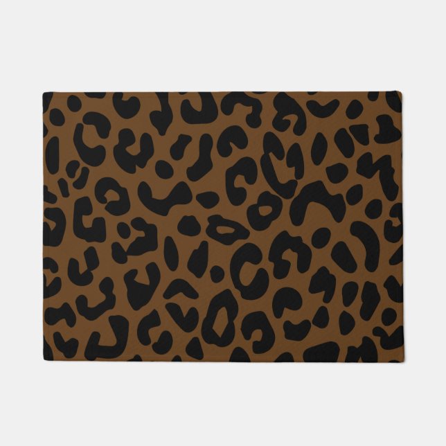 Cheetah Print Pattern Black Brown Deurmat (Voorkant)