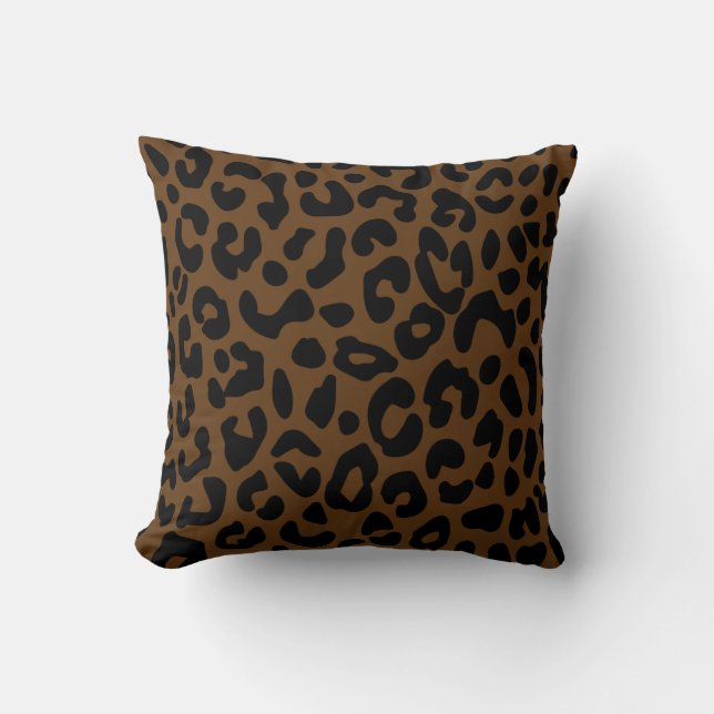 Cheetah Print Pattern Black Brown Kussen (Voorkant)