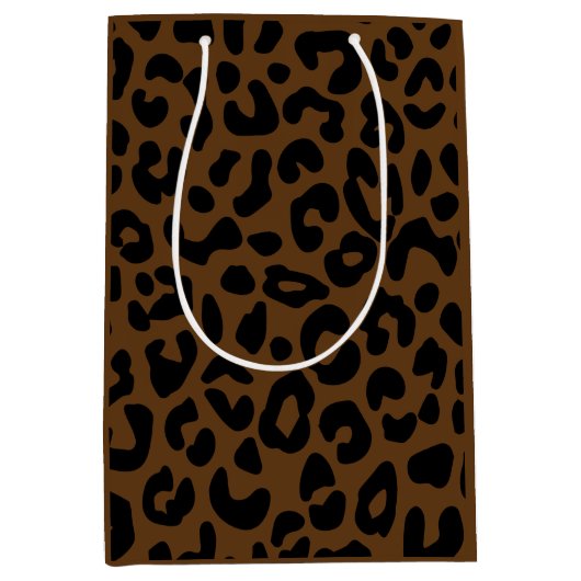 Cheetah Print Pattern Black Brown Medium Cadeauzakje (Voorkant)