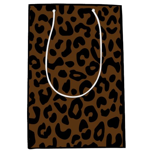 Cheetah Print Pattern Black Brown Medium Cadeauzakje (Voorkant)