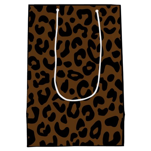 Cheetah Print Pattern Black Brown Medium Cadeauzakje (Achterkant)