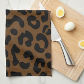 Cheetah Print Pattern Black Brown Theedoek (Quarter Fold)