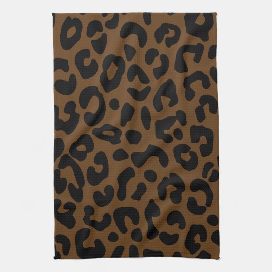 Cheetah Print Pattern Black Brown Theedoek (Verticaal)