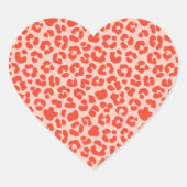 Cheetah Print Pattern Red Hart Sticker (Voorkant)