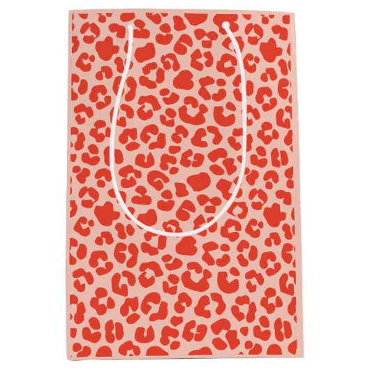 Cheetah Print Pattern Red Medium Cadeauzakje (Voorkant)