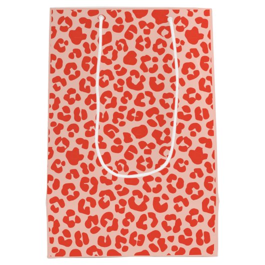 Cheetah Print Pattern Red Medium Cadeauzakje (Achterkant)