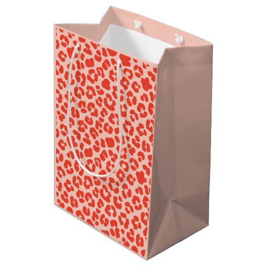 Cheetah Print Pattern Red Medium Cadeauzakje (Achterkant Gekanteld)