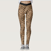Cheetah Print Pattern Tan Brown & Black Leggings (Voorkant)