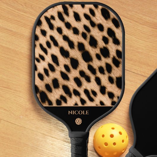 Cheetah Print Pattern Tan Brown & Black Pickleball Paddle