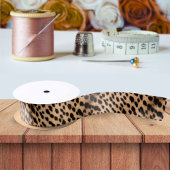 Cheetah Print Pattern Tan Brown & Black Satijnen Lint