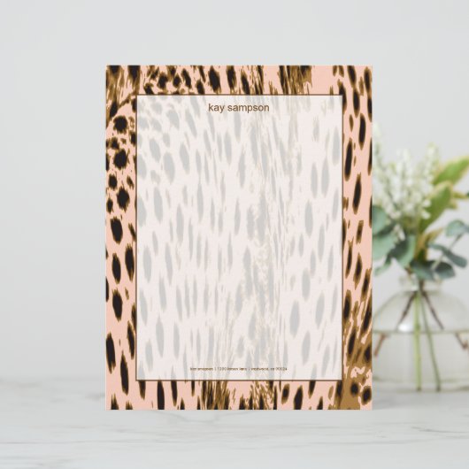Cheetah print, roze achtergrond persoonlijk briefhoofd (Staand voorkant)