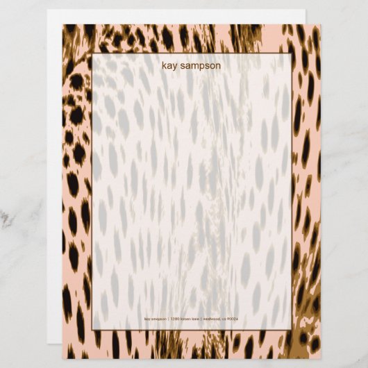 Cheetah print, roze achtergrond persoonlijk briefhoofd (Voorkant / Achterkant)
