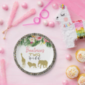 Cheetah Print Safari Glitter Two Wild Birthday  Papieren Bordje (Feest)