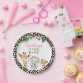 Cheetah Print Safari Glitter Two Wild Birthday Papieren Bordje (Feest)