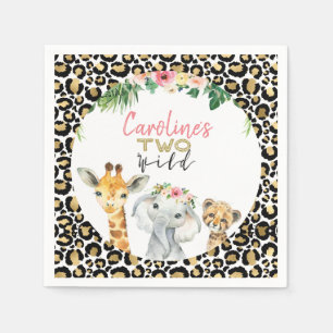 Cheetah Print Safari Glitter Two Wild Birthday Servet