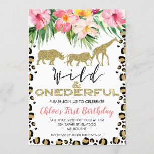 Cheetah Print Safari Wild Onederful Birthday Kaart
