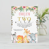 Cheetah Print Safaril Twee Wilde Verjaardag Uitnod Kaart (Staand voorkant)