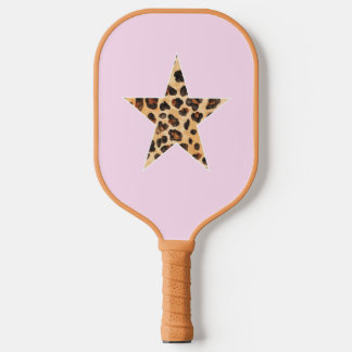 Cheetah Print Star op Roze Pickle Ball Paddle