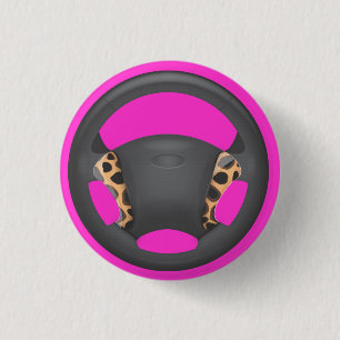 Cheetah Print Steering Wheel Ronde Button 3,2 Cm