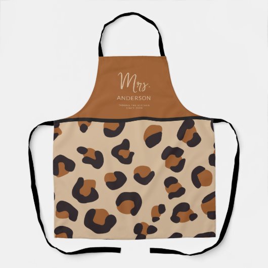 Cheetah Print Taming Keuken Bruin Zwart Grappig Schort (Voorkant)