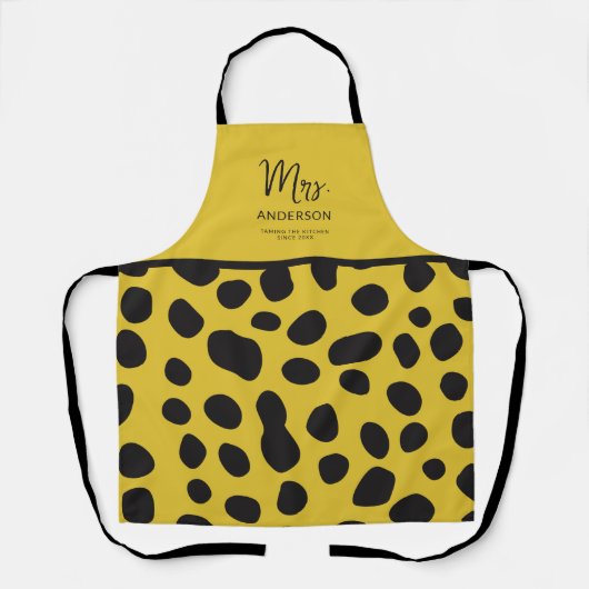Cheetah Print Taming Keuken Geel Zwart Grappig Schort (Voorkant)