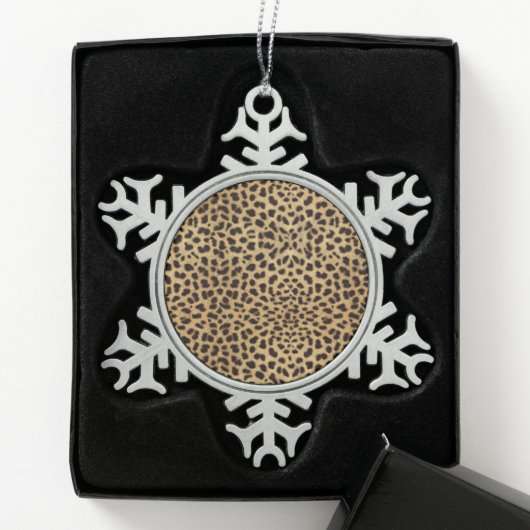 Cheetah Print Tin Sneeuwvlok Ornament (Kistje)